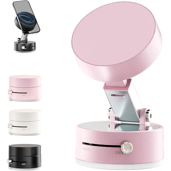 Netruna Telefonhållare, Vakuum Magnetisk Telefonhållare, Vikbar och Utdragbar Dubbelsidig Magnetisk () Rosa