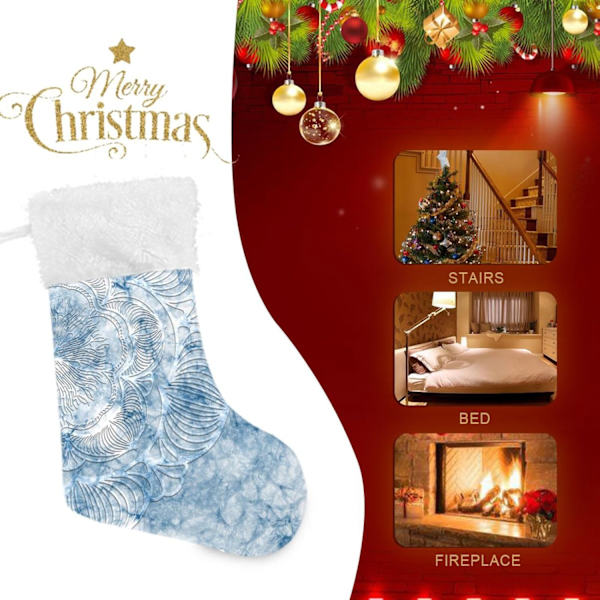 Julklapp, Personliga Julklappsstrumpor 2-pack Blå Mandala Bohemisk Blomma 45,7 cm Julstrumpor Hängande Ornament Eldstad för Träd
