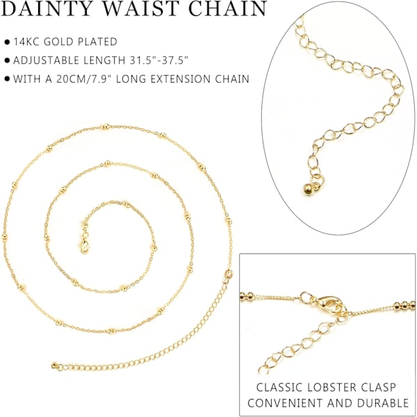18K guldpläterade midjekedjor Body Chain för kvinnor Bikini