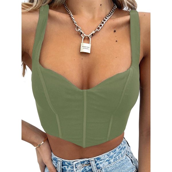 Kvinners Rynket Y2k Korsetter Crop Top Stretchy Stropp Kvadrat Hals Camis Tank Tube