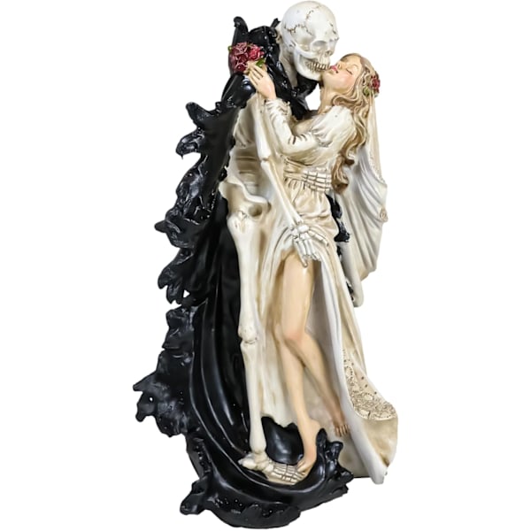 Ebros Bryllup Brud og Dødens Engel Grim Reaper Skelet Kys Figur 14,25\" Høj Kærlighed Dør Aldrig De Dødes Dag DOD Kranier Ossuarium Makaber