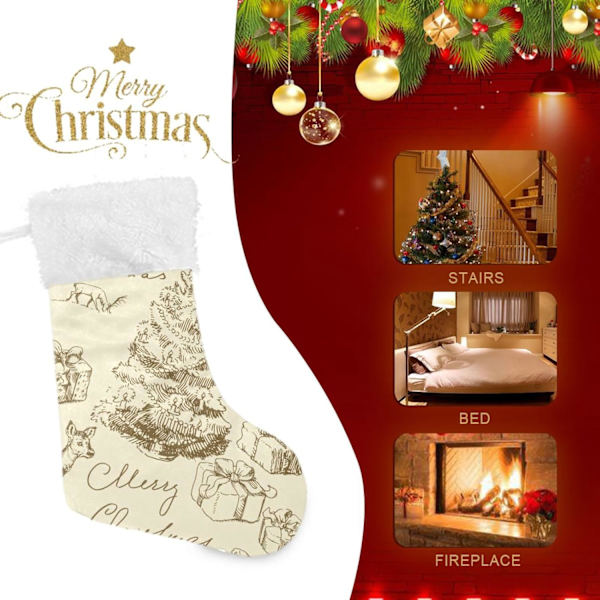 Julklapp, Personliga Julklappsstrumpor 2-pack Julgran Rensa Retro Jul 18 tum Julstrumpor Hängande Ornament Eldstad för Ba