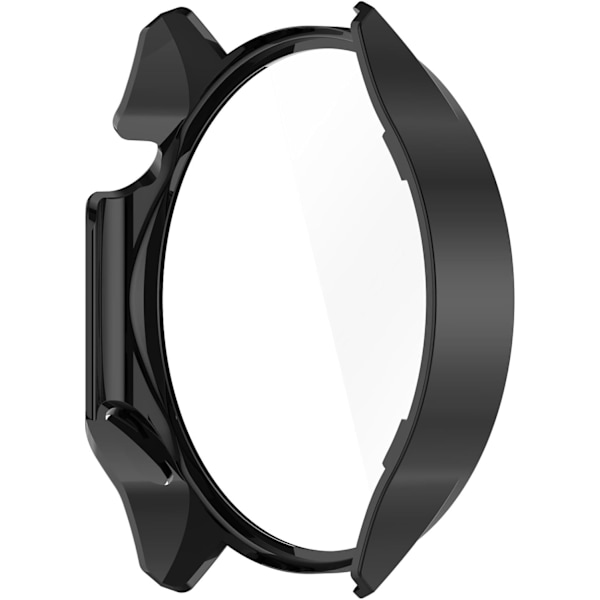 Full Coverage Skal med Skärmskydd Kompatibelt med Oneplus Watch 2, PC och Äkta Glas Skyddande Skal Klocktillbehör (PC/Svart)