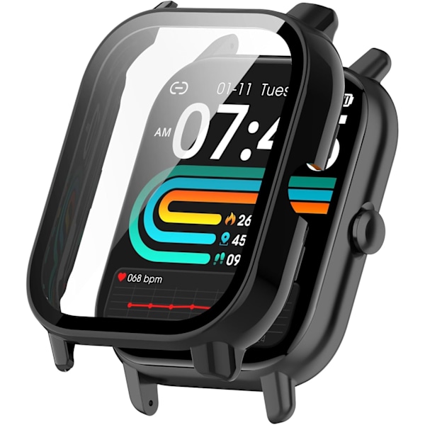 Skal avsett för KEEPONFIT IDW21 Ram PC Skyddande Hölje med Härdat Glas Film för KEEPONFIT IDW21 Smartwatch Skärmskydd Tillbehör (6Co