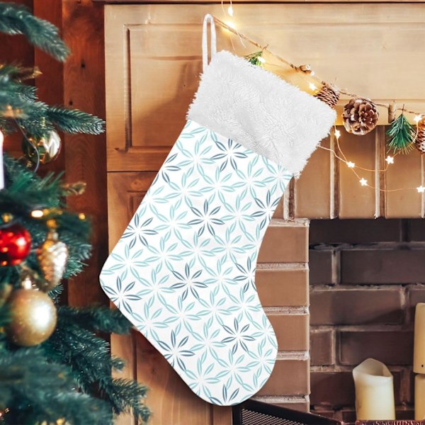Julklapp, personliga julklappsstrumpor set om 2 ljus indigo blå daisy blomma vit 18\" julstrumpor hängande prydnad spis för