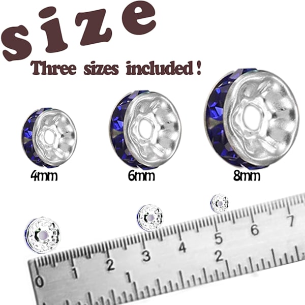 150 st Rhinestone Spacer Beads - Crystal Loose Beads Set för smyckestillverkning (AB-färg)