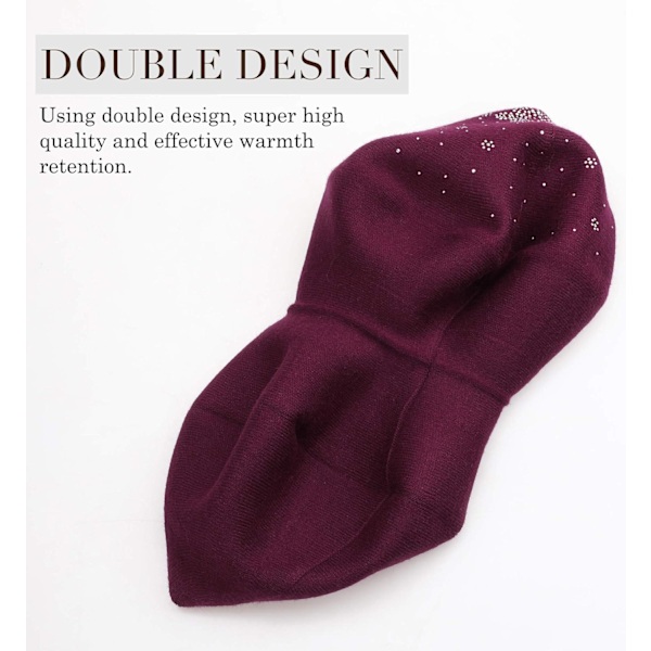 Kvinners Beret Lue Fransk Ull Beret Lue Beanie Cap Klassisk Ensfarget Høst Vinter