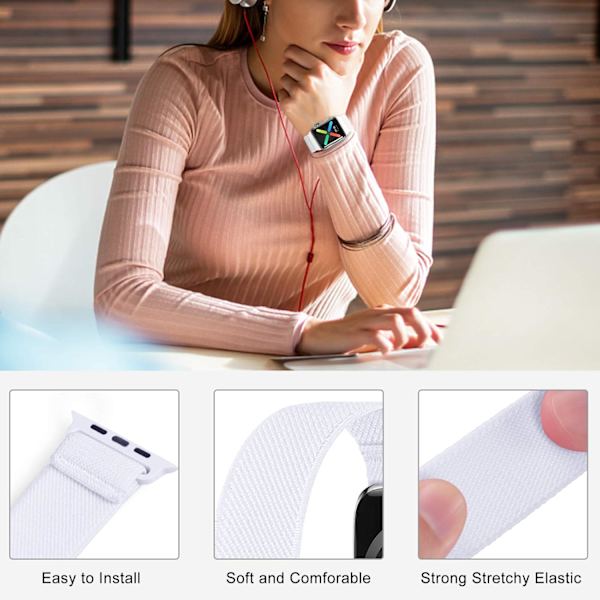 Elastiske nylon solo-reimer som er kompatible med Apple Watch