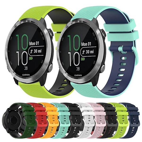 Til Garmin Forerunner 645 Music 20mm Ternet To-farvet Silikone Urrem IBW Red-Black