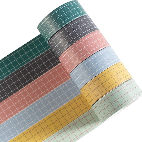 Rutnät Washi Tape Set - Dekorativa tejper för gör-det-själv-hantverk