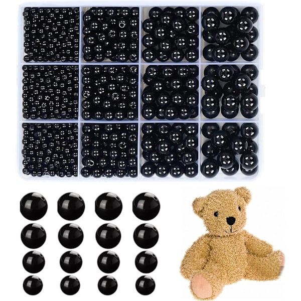 Glass Pearl Beads - Runde sorte mellomperler til smykkefremstilling