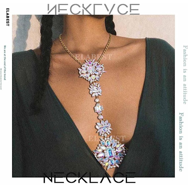 Boho Rhinestone Statement Halskedja Kristall Halsband Kropp