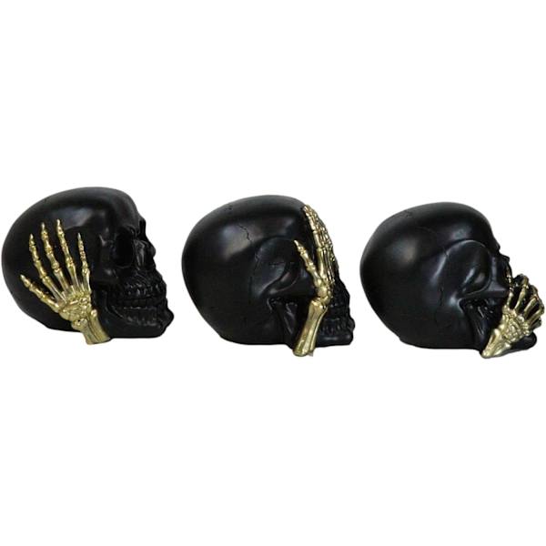 Ebros Presentset med 3 gotiska svarta döden Se Hör Tala Inget Ont Skelett med Skeletthänder Figurer 5,5\" Lång för Läskiga Dekorationer Spöklikt Multi