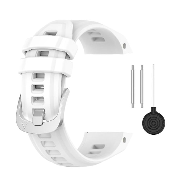 För Garmin Instinct 2s Silikon Rostfritt Stål Spänne Klockarmband FGU White