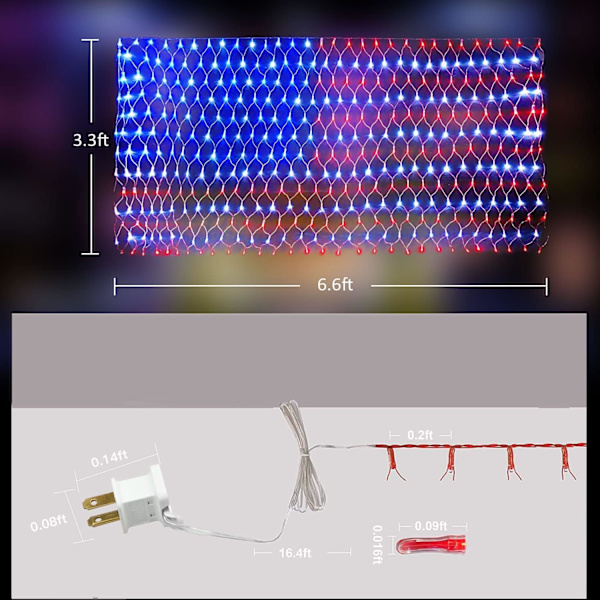 (Ny) Amerikansk Flag Lys, 420 LED USA Flag Net Lys, Udendørs Vandtætte Patriotiske Ornamenter til Uafhængighedsdag Nationaldag 4. juli