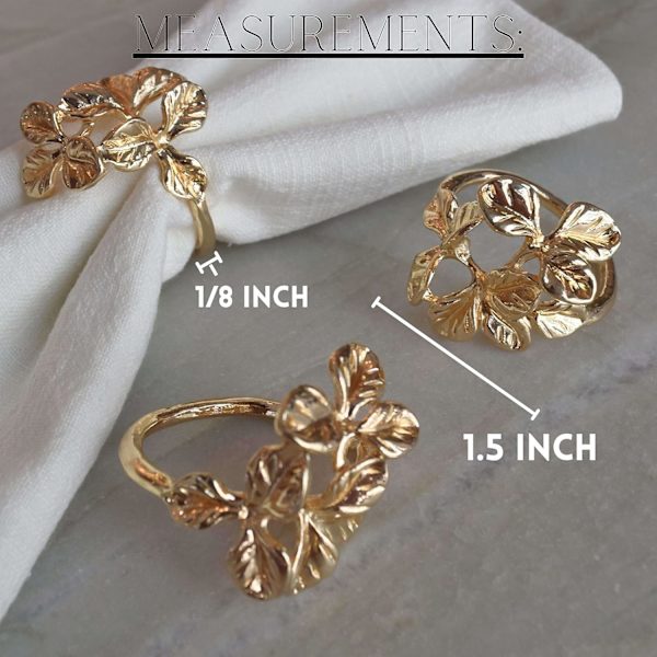 12 stk. servietringe (blad) rosaguld, elegant efterårs-, vinter- og forårsblad-design,