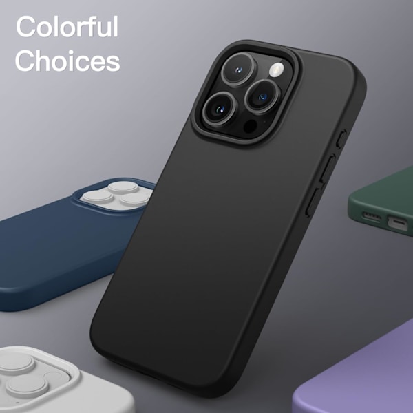 Silikonetui for iPhone 15 Pro Max 6.7-Ih, Siy-Myk Berøring Fullkropps Beskyttende Telefonetui, Støtsikkert Deksel (Svart) Svart