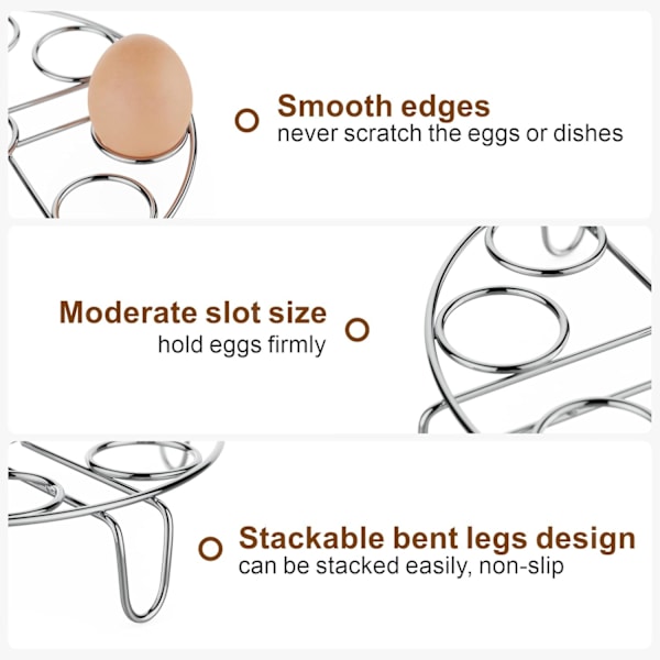 Eggdamperstativ i rustfritt stål - Stabelbart underlag for 6/8 Quart trykkoker, koker 18 egg, Instant Pot-tilbehør (2 pakker)