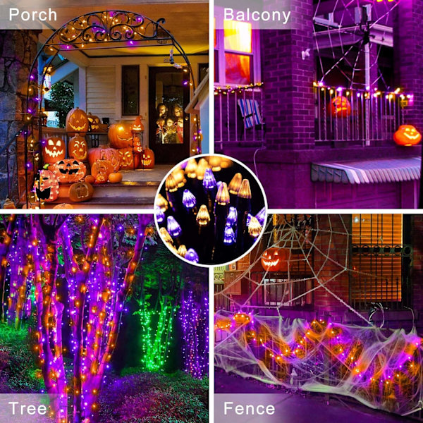 300 LED 100 FT Halloween-lyslenke for utendørs, LED-lyslenke med 8 lysmoduser og timer, innendørs utendørs for terrasse gårdsplass gjerde dekk