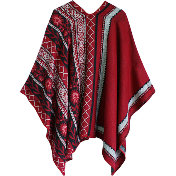 Farveblok Dame Sjal Wrap Stilful Åben Front Poncho Cape