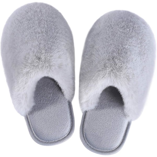Pälsmjuka tofflor. Huspälstofflor för kvinnor Slip on Memory Foam Fluffy