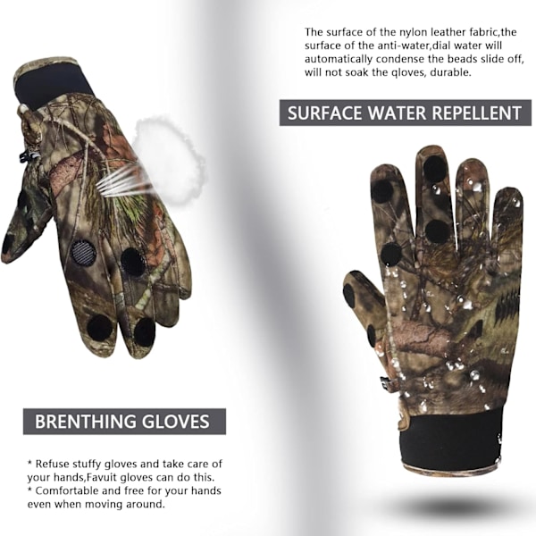Camo Hunting Handskar Lätta Pro Anti-Slip Shooting Handskar Vattentäta Varma