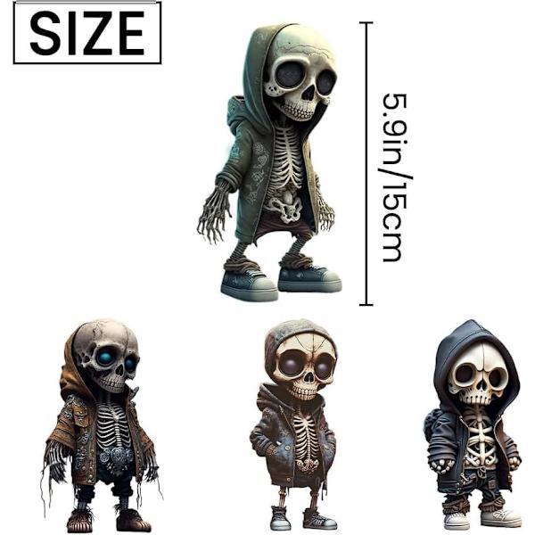 Seje skeletfigurer, unikke skelet harpikshåndværk ornament livagtig kranie statue, sød statue skelet ornamenter mindesmærke, unik 4stk