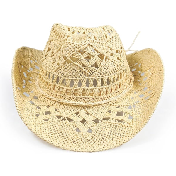 Kvinde Halm Cowboyhatte, Funklende Western Cowgirl Hat til Fest, Sammenfoldelig Strand
