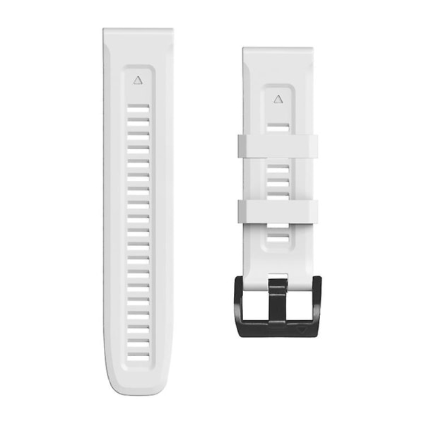 Til Garmin Fenix 7x / 6x / 5x 26mm Sort Spænde Silikone Urrem JUW White