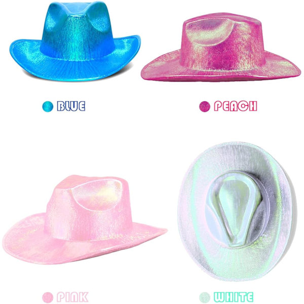 Neon Funklende Glitter Space Cowboy Hat Damen Lustige Hüte Metallic Space Shiny