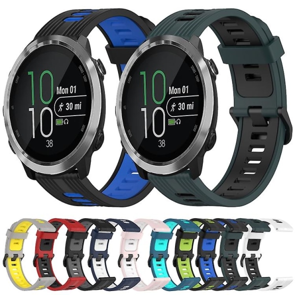 Til Garmin Forerunner 645 20 mm lodret mønster tofarvet silikone urbånd JGB Black-Blue