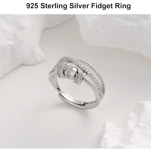 925 Sterling Sølv Angst Ring - Justerbar Spinner Band Ring (til min datter)