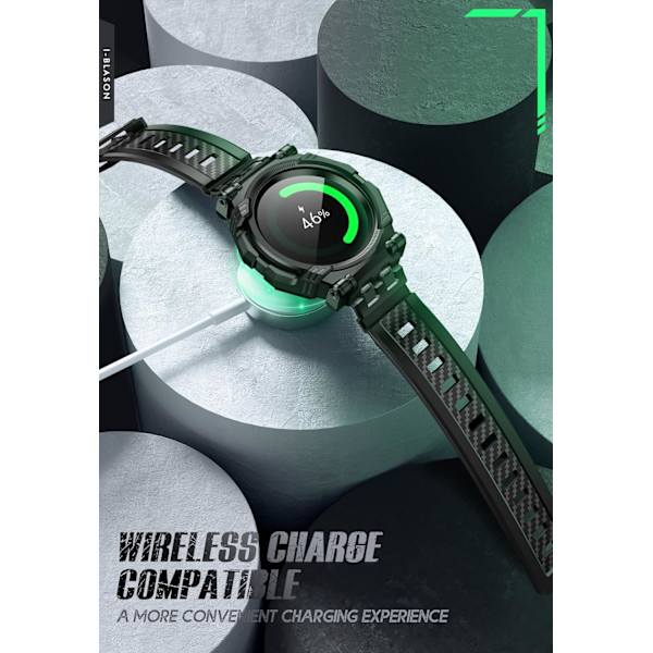 til   Galaxy Watch 6 Classic Band 47mm med 2-pak hærdet glas skærmbeskytter, [Militær beskyttelse] [Magnetisk opladning], urrem