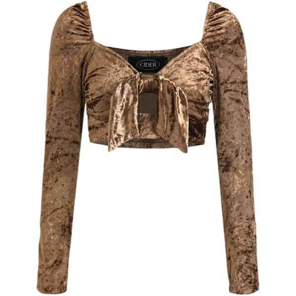 Kvinnors volang långärmad off shoulder tie up back crop top blus