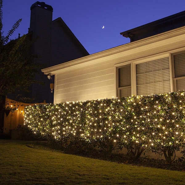 Udendørs julelys, 100 LED 5ftx5ft julelysnet med sammenkædelig, vandtæt, UL-certificeret og holdbart grønt ledningsdesign til varmt