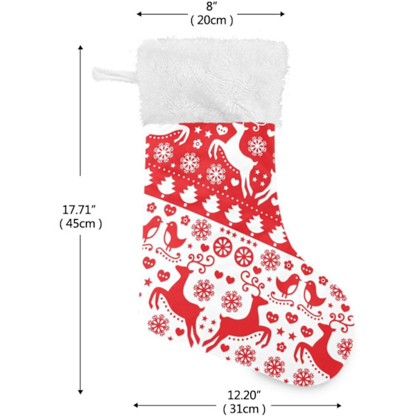 Julklapp, Personliga Julklappsstrumpor 2-pack Jul Röd Rensa 45,7 cm Julstrumpor Hängande Ornament Eldstad för Träddekoration