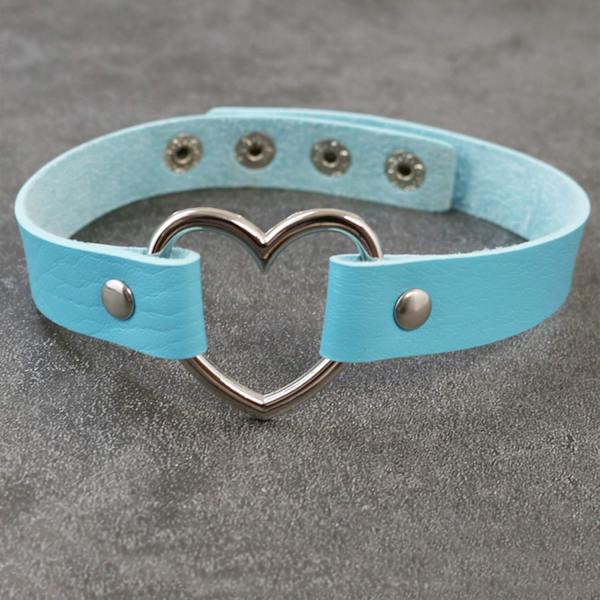 Kjærlighetshjerte Justerbar Lær Choker Punk PU Halskjede Goth Choker Myk Krage