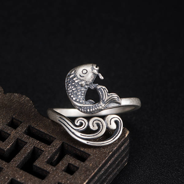 Kvinnors Koi Ring - Etnisk stil Fisk Finger Ring Öppen Ring