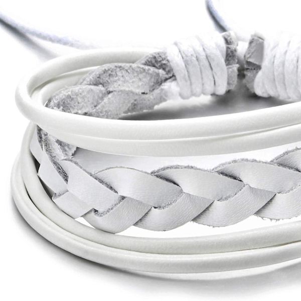 Handgjord flätad läderarmband för män, äkta läderarmband