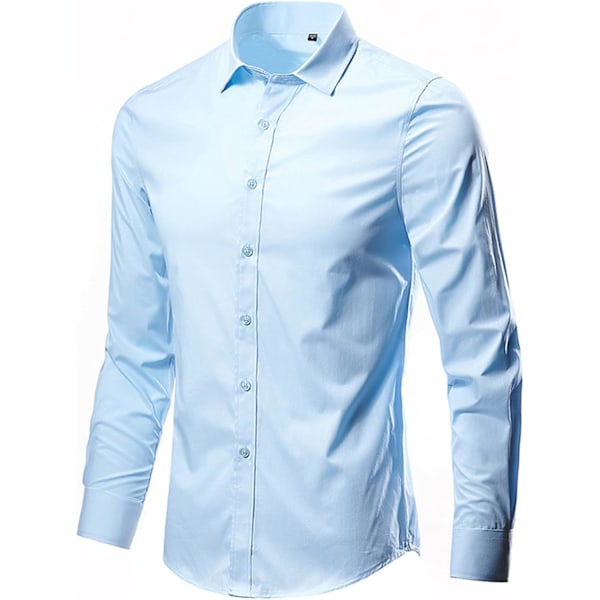 Herr Casual Button-Down Skjortor Ärmskjortor Lätt Strykning Slim Fit Rynkfri