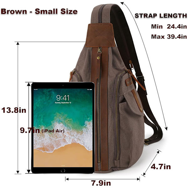Sling Ryggsäck Canvas Crossbody Daypack Bröstväska Liten Utomhus Vandring Resa