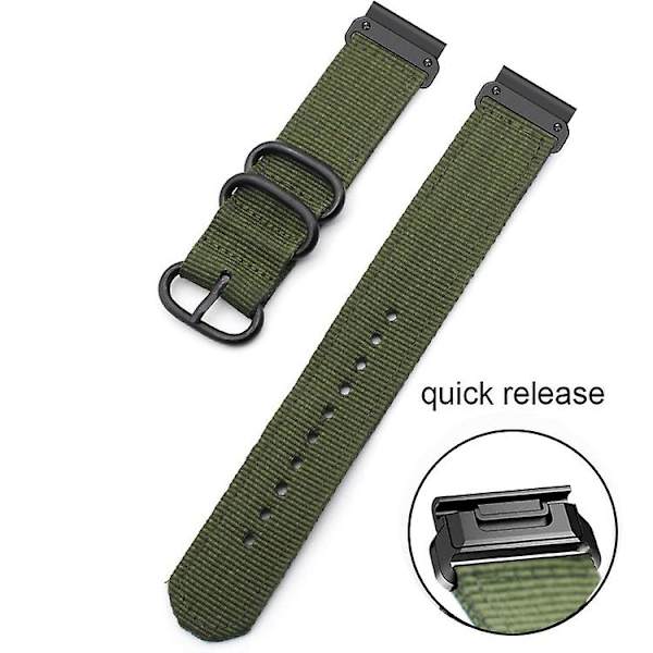 För Garmin Fenix 7 Trefaldig Stålspänne Nylon Klockarmband TKS Army Green