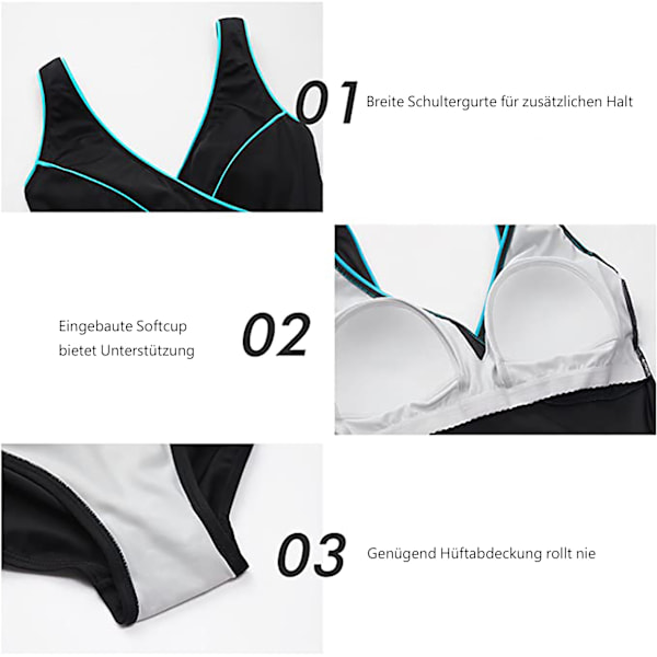 Dam Plus Size One Piece Baddräkt V-ringad vadderad baddräkt