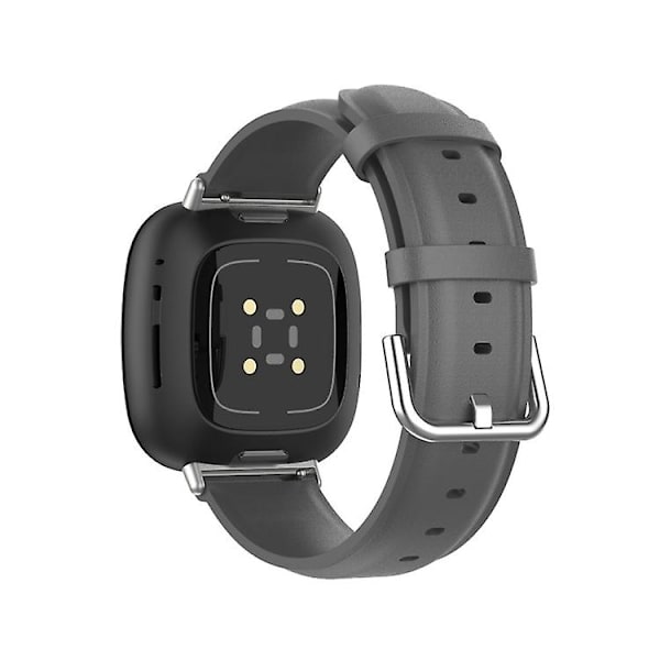 For Fitbit Versa 4 / Sense 2 Ægte Læder Rem EFZ Grey