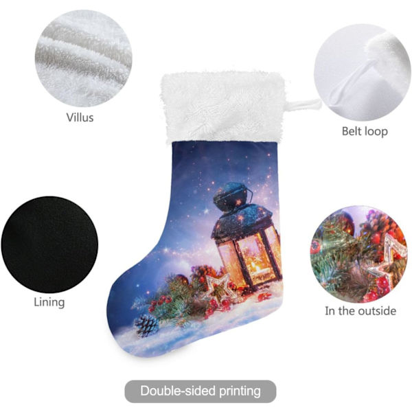 Julklapp, Personliga Julklappsstrumpor 2-pack Magisk Lykta Jul 45,7 cm Julstrumpor Hängande Ornament Eldstad för Träd