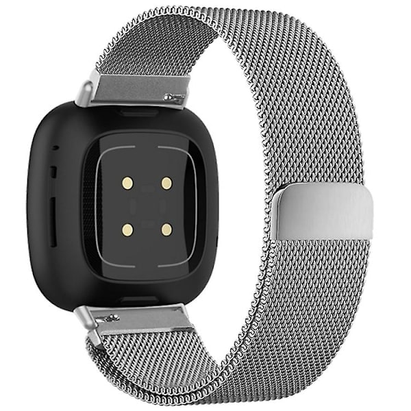 Til Fitbit Versa 4 / Versa 3 20mm Milanese Magnetisk Metal Split Spænde Urrem EUW Silver