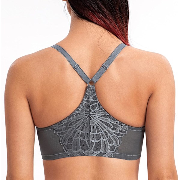 Kvinnors Racerback Front Closure Full Coverage Ovadderad Plus Size Underwire BH
