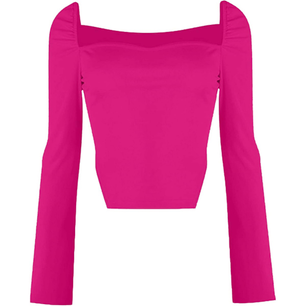 Kvinnors långärmad ribbad stickad Crop Top Scoop Neck