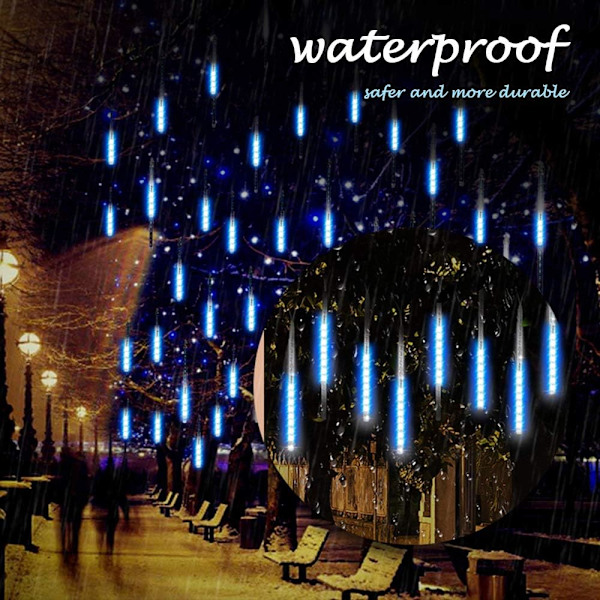 Meteorskur Ljus, 50cm 8 Rör LED Fallande Regn Drop Istapp Snöre Ljus för Julgran Halloween Dekoration Semesterfest Bröllop (50cm,