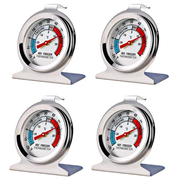 4-pack kylskåps- och frytermometer med stor analog urtavla